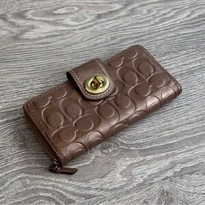 Coach Metallic Brown Turnlock Wallet